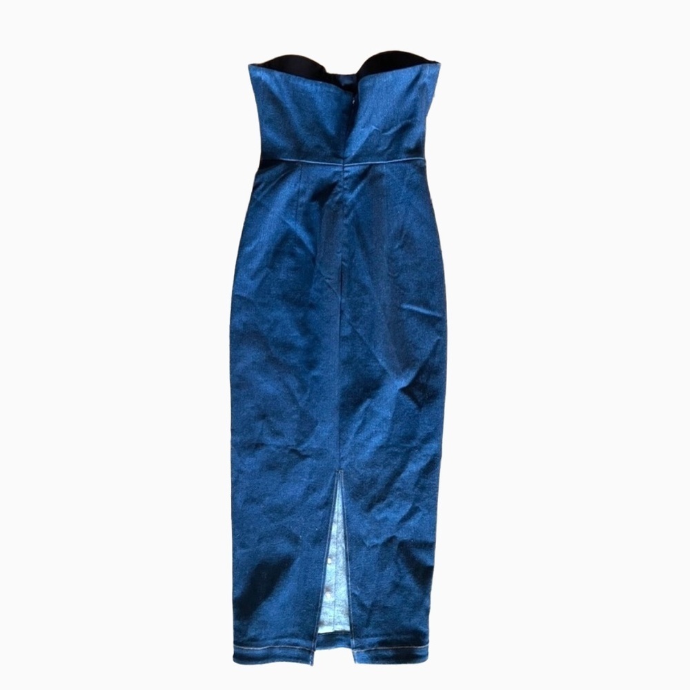 Sau Lee Lexi Strapless Denim Corset Midi Dress Dark Wash NWT US 2 - Picture 4 of 11
